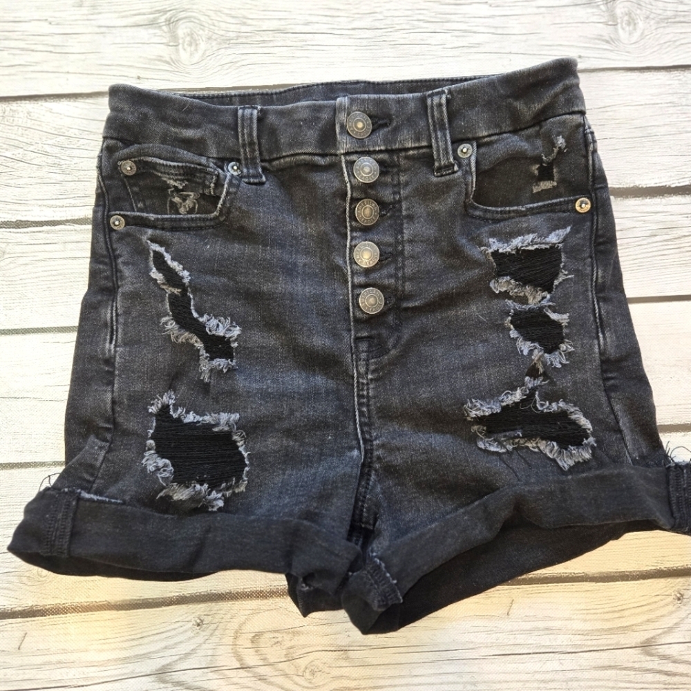 American Eagle curvy super hi rise shortie button fly shorts women's size 4